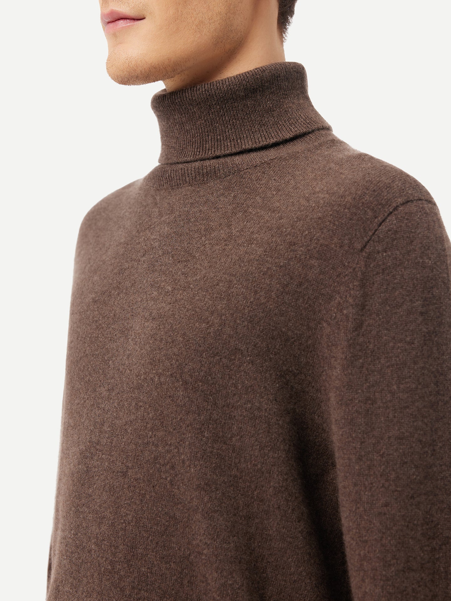 Men's Cashmere Basic Turtle Neck Sweater Cocoa - Gobi Cashmere