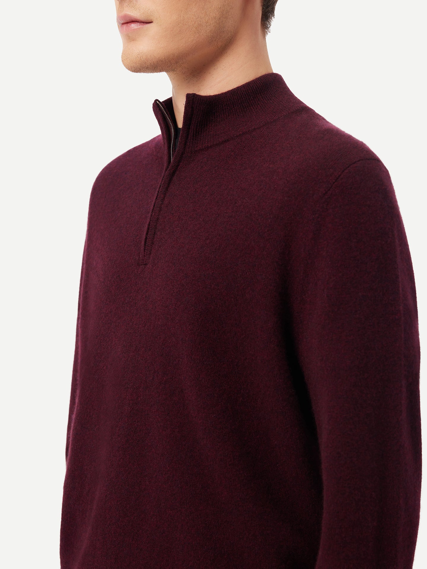 Men's Cashmere Half Zip Sweater Zinfandel - Gobi Cashmere