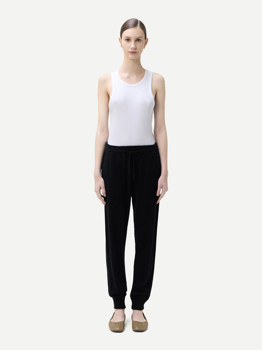 Women's Cashmere Cuffed Jogger Black - Gobi Cashmere