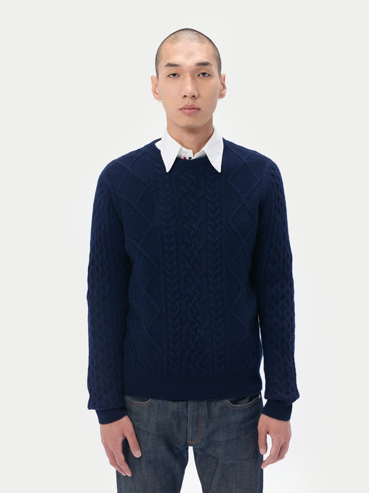 Men's Cashmere C-neck Sweater Navy - Gobi Cashmere