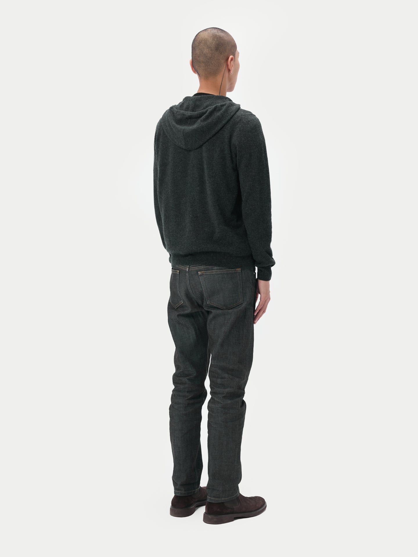 Men's Cashmere Zip Hoodie Charcoal - Gobi Cashmere