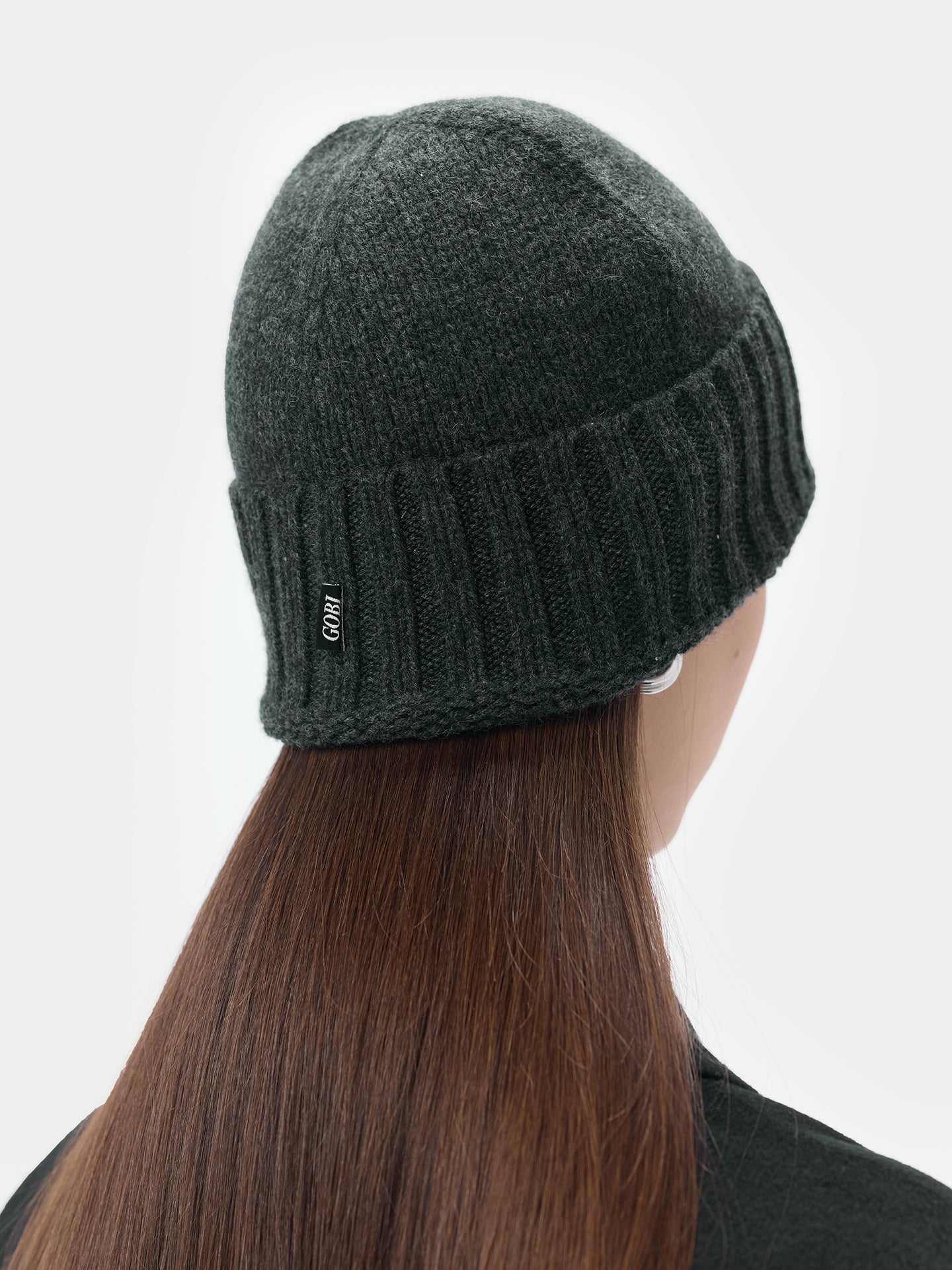 Unisex Cashmere Rib Knit Hat Charcoal - Gobi Cashmere