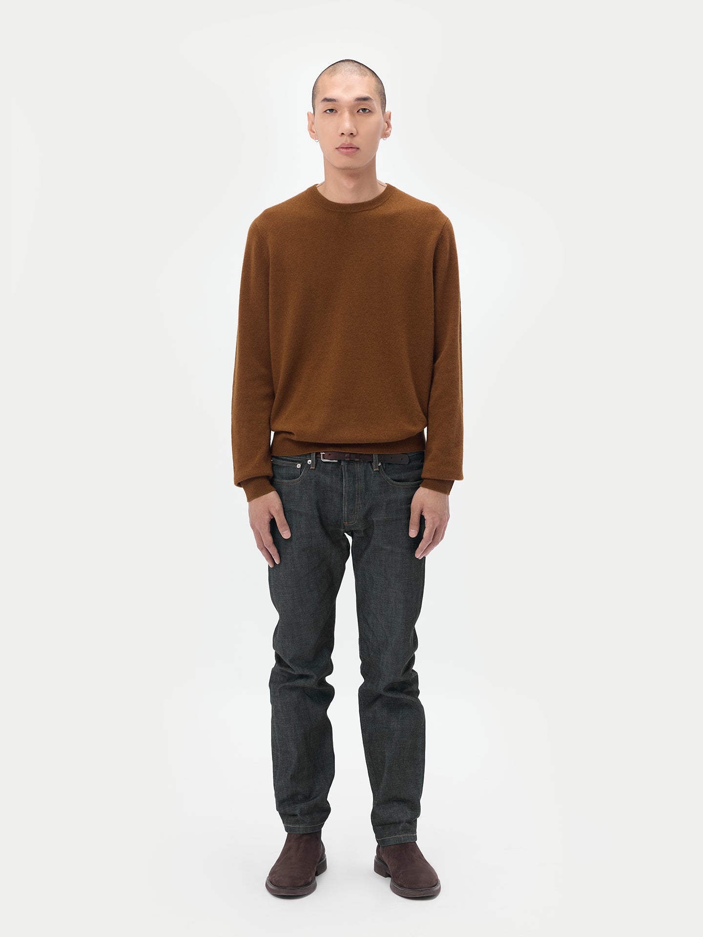 Men's Cashmere Essential Crew Neck Sweater Chipmunk - Gobi Cashmere