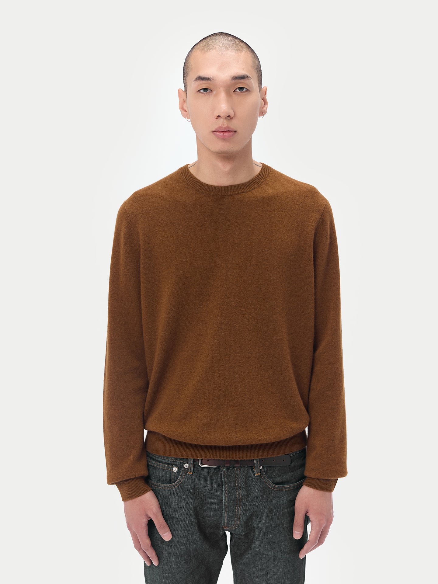 Men's Cashmere Essential Crew Neck Sweater Chipmunk - Gobi Cashmere