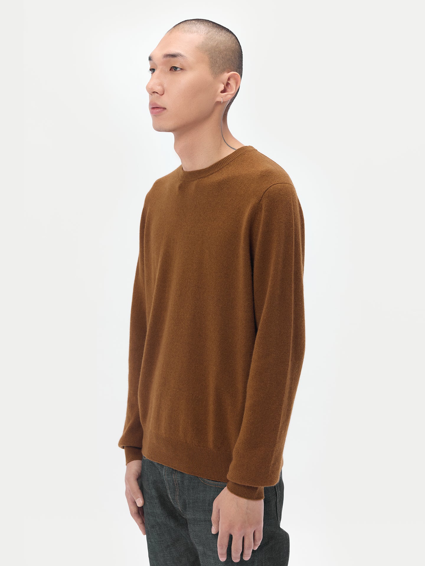 Men's Cashmere Essential Crew Neck Sweater Chipmunk - Gobi Cashmere