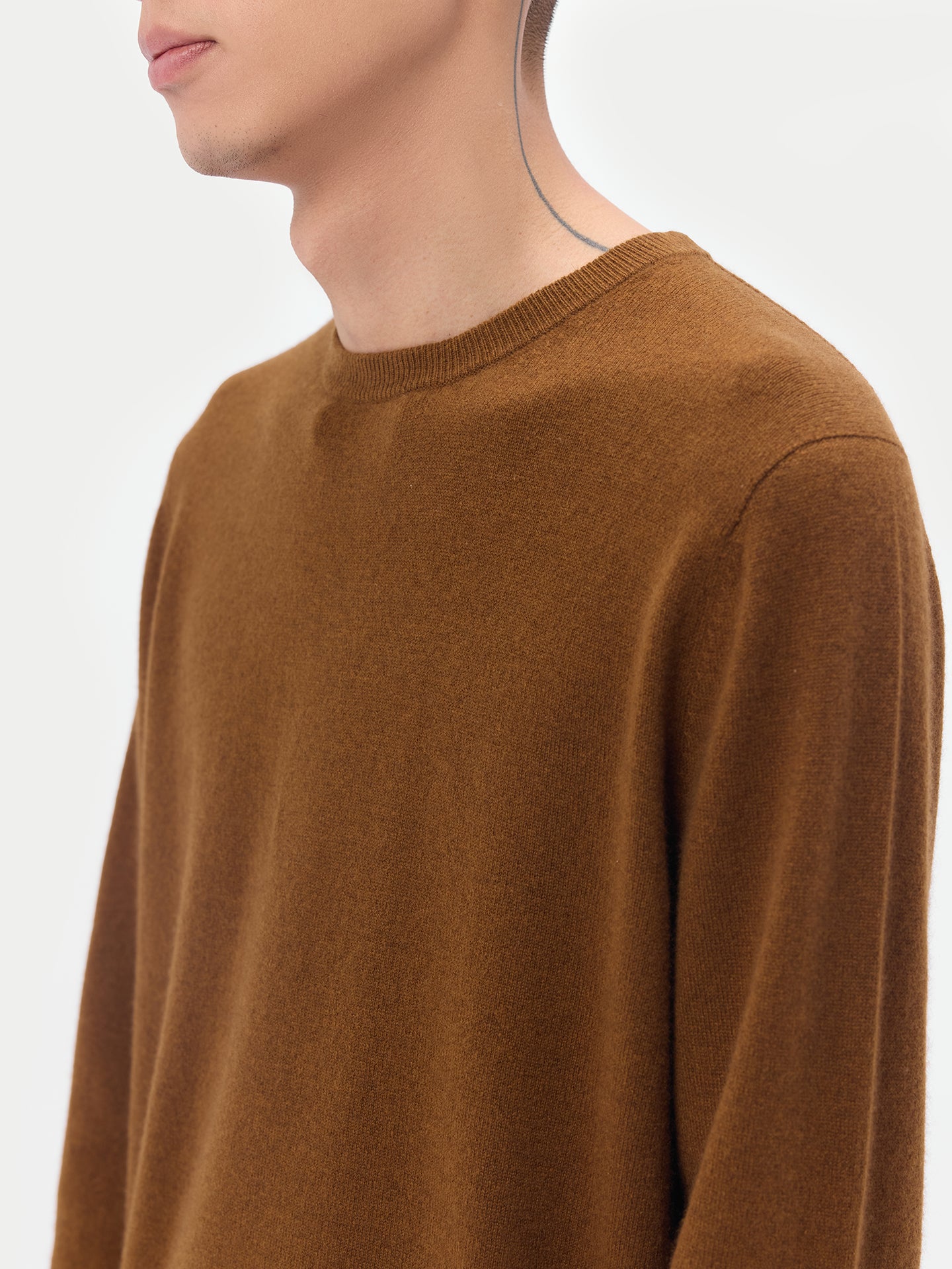 Men's Cashmere Essential Crew Neck Sweater Chipmunk - Gobi Cashmere