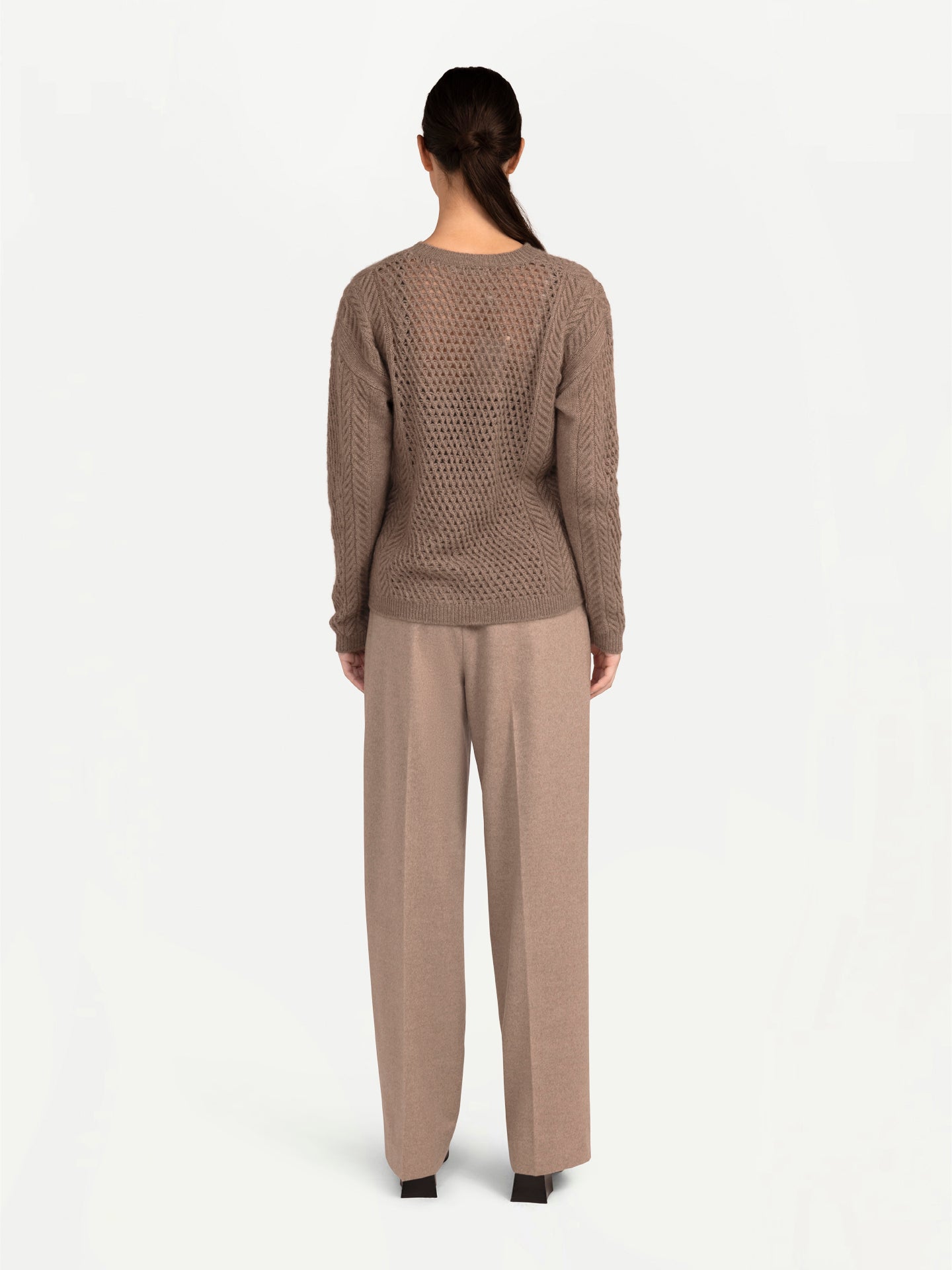 Women's Organic Cashmere Cable Knit Sweater Taupe - Gobi Cashmere