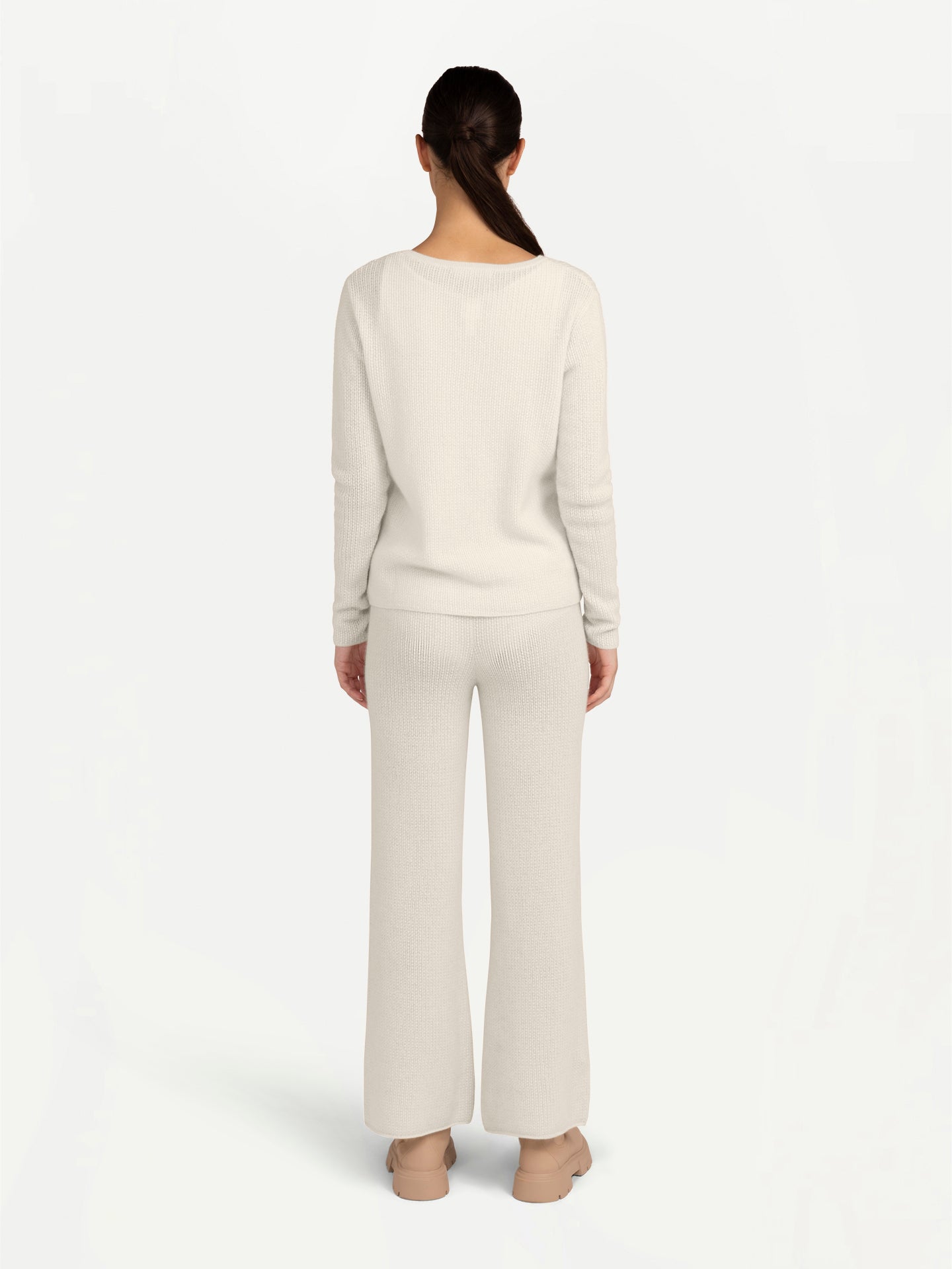 Women's Organic Colour Spina Cashmere Sweater Off White - Gobi Cashmere