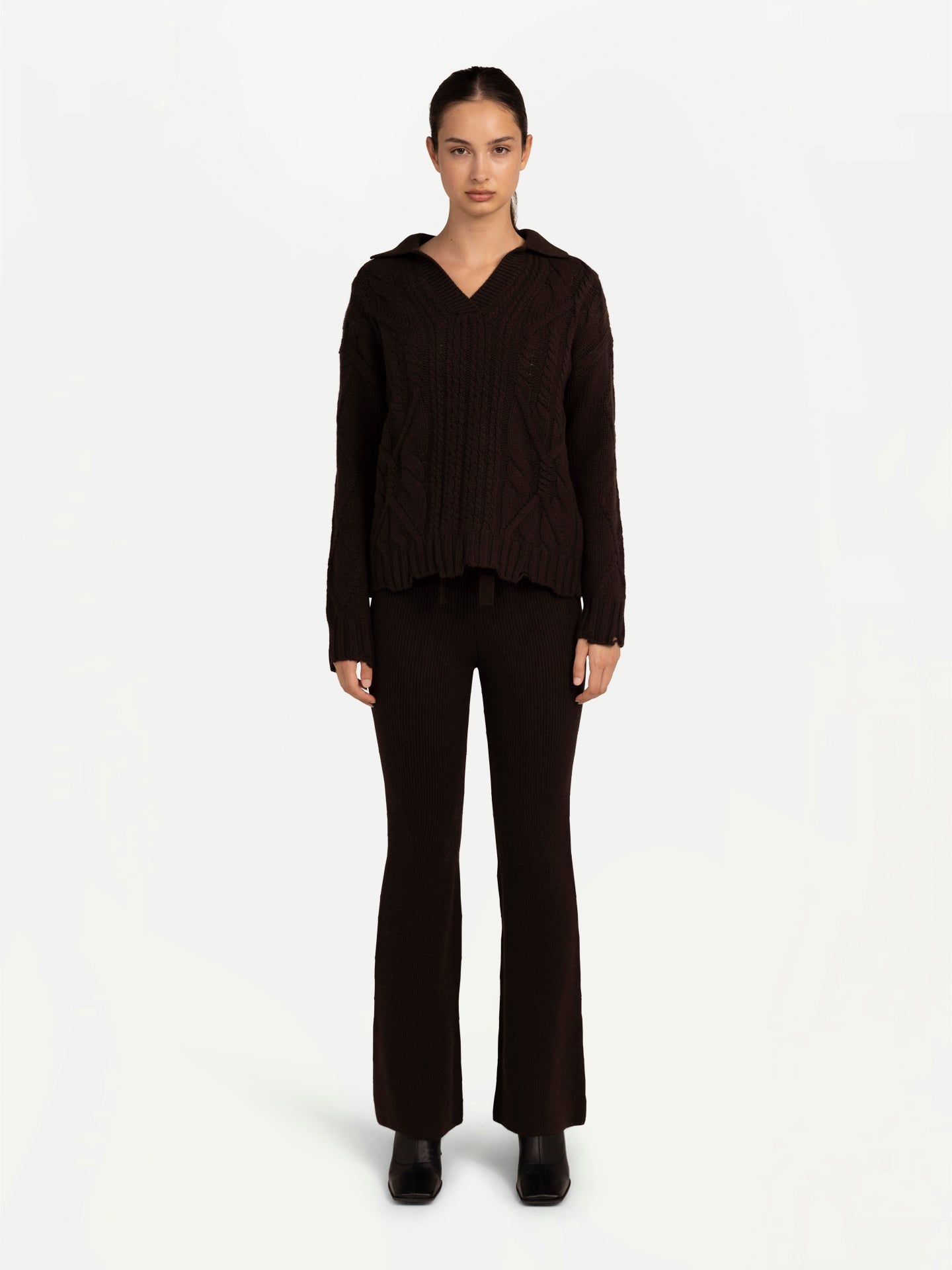 Women's Cashmere Ribbed-Knit Pants Wren - Gobi Cashmere