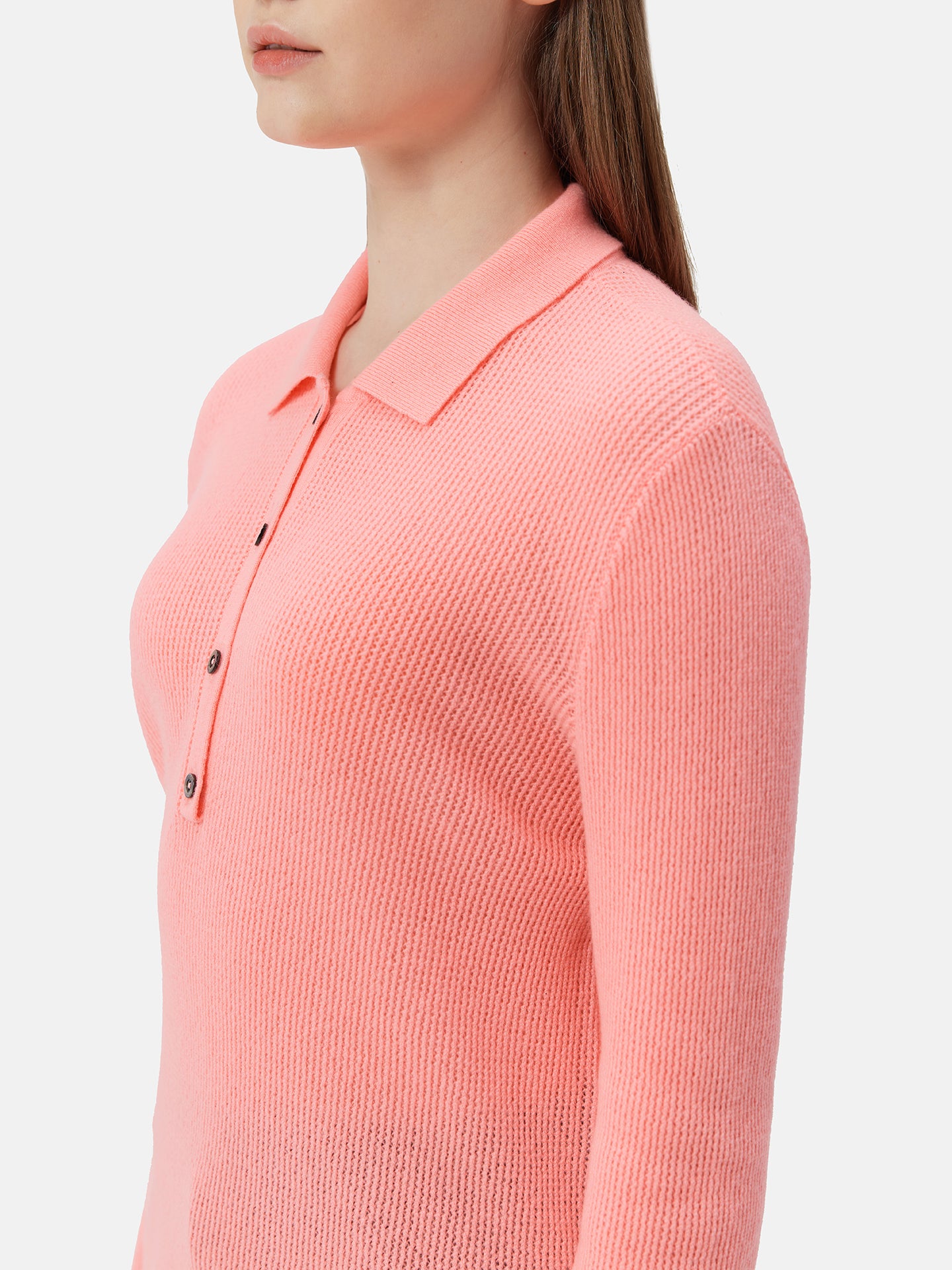 Women's Cashmere Polo Shell Pink - Gobi Cashmere