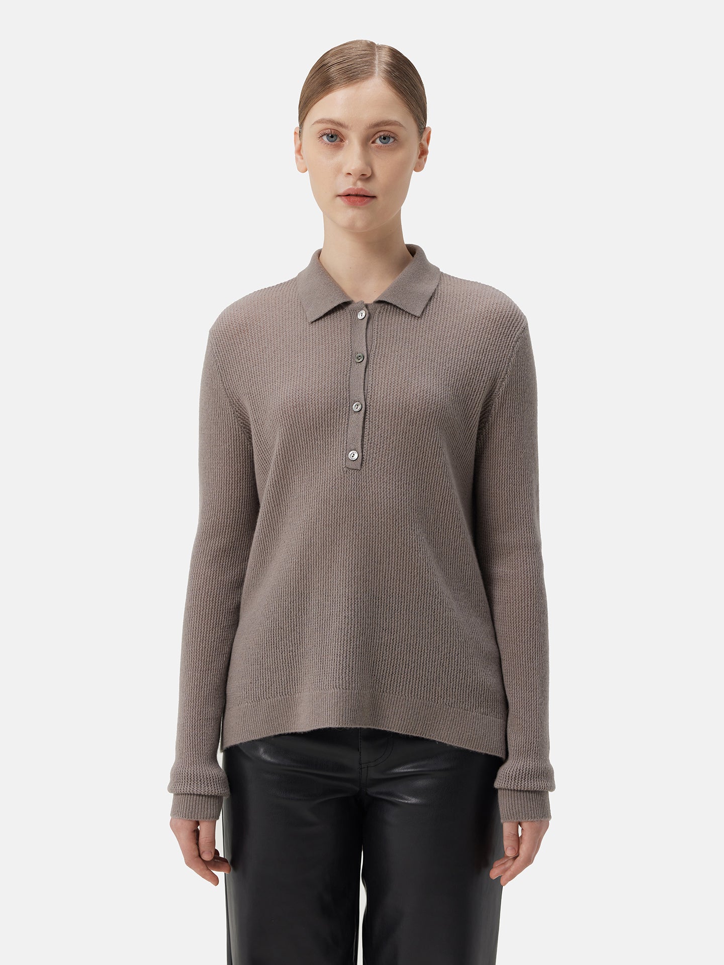 Women's Cashmere Polo Dawn Blue - Gobi Cashmere