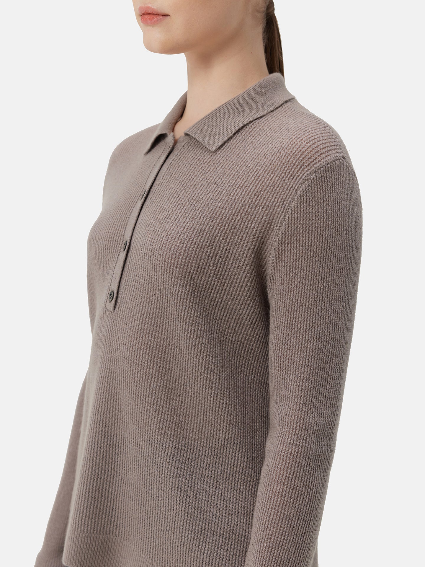 Women's Cashmere Polo Dawn Blue - Gobi Cashmere