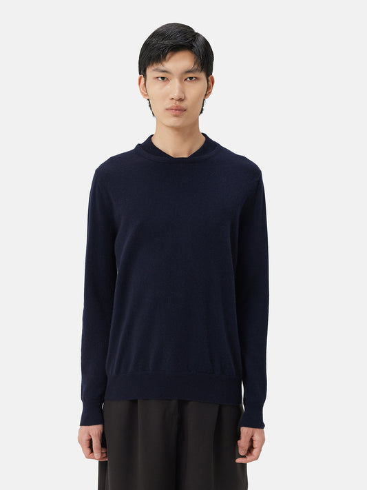 Men's Double-Neckline Cashmere Sweater Navy Blazer - Gobi Cashmere