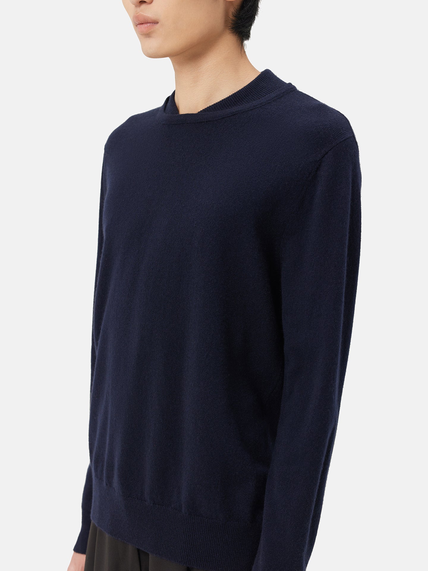 Men's Double-Neckline Cashmere Sweater Navy Blazer - Gobi Cashmere