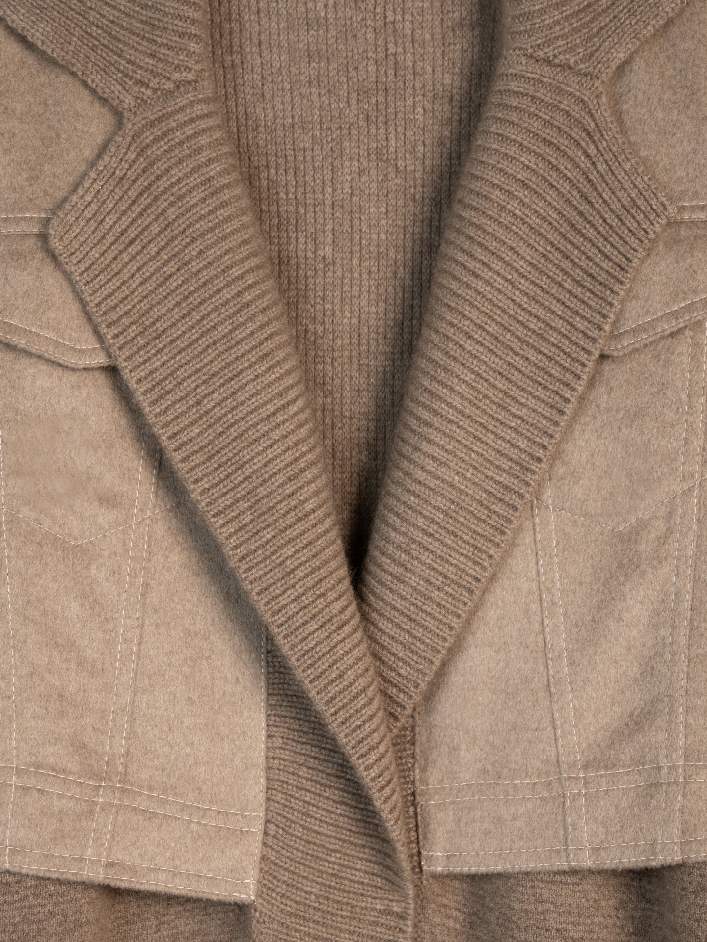 Women's Organic Cashmere Notched-Lapel Cashmere Coat Taupe - Gobi Cashmere