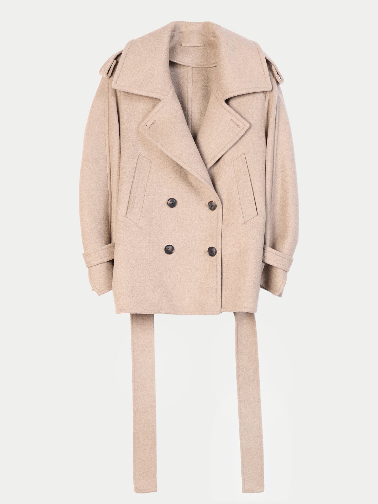 Trench-Style Cashmere Peacoat