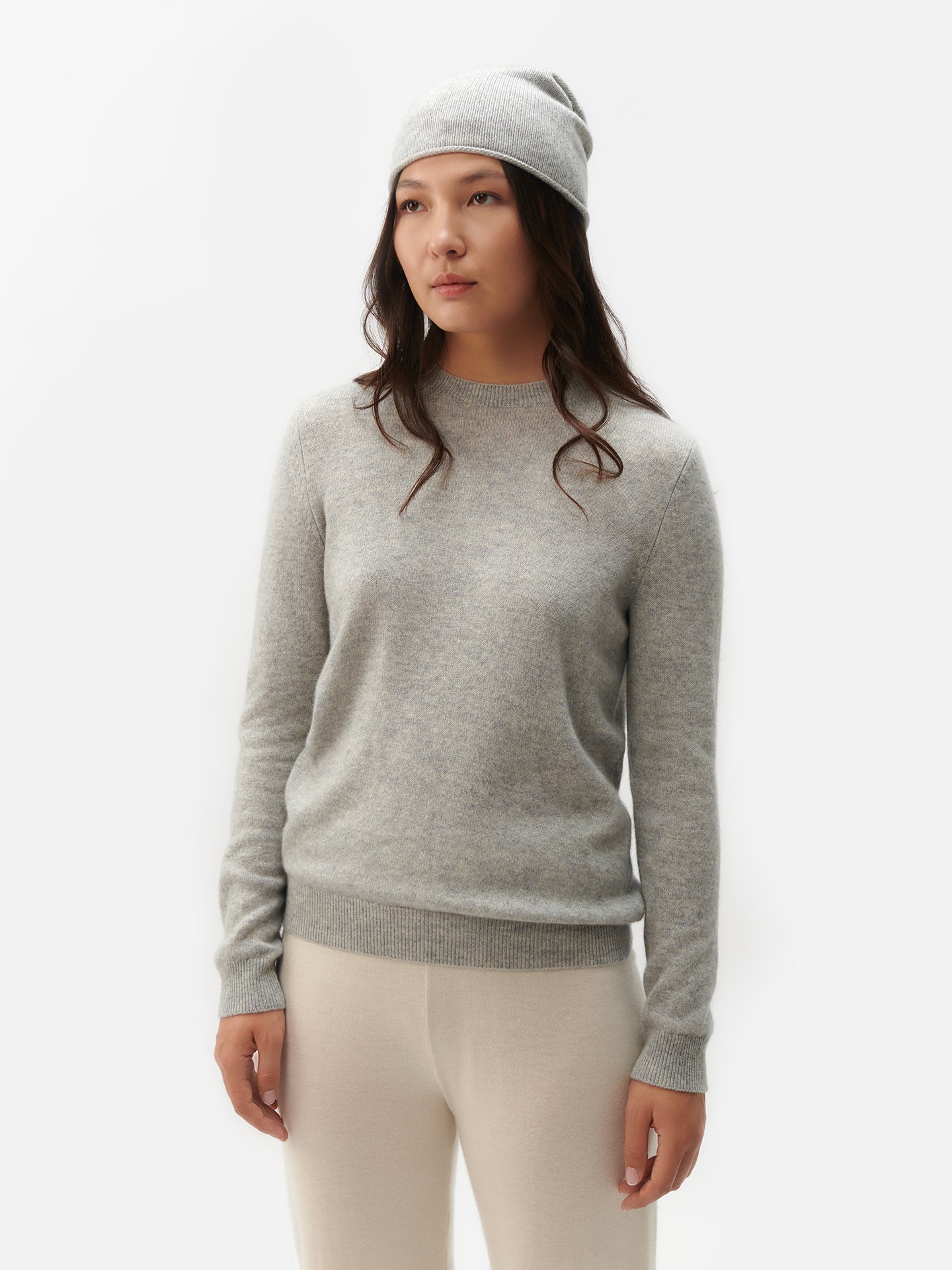 Women's Cashmere €99 Hat & Sweater Set Dawn Blue - Gobi Cashmere