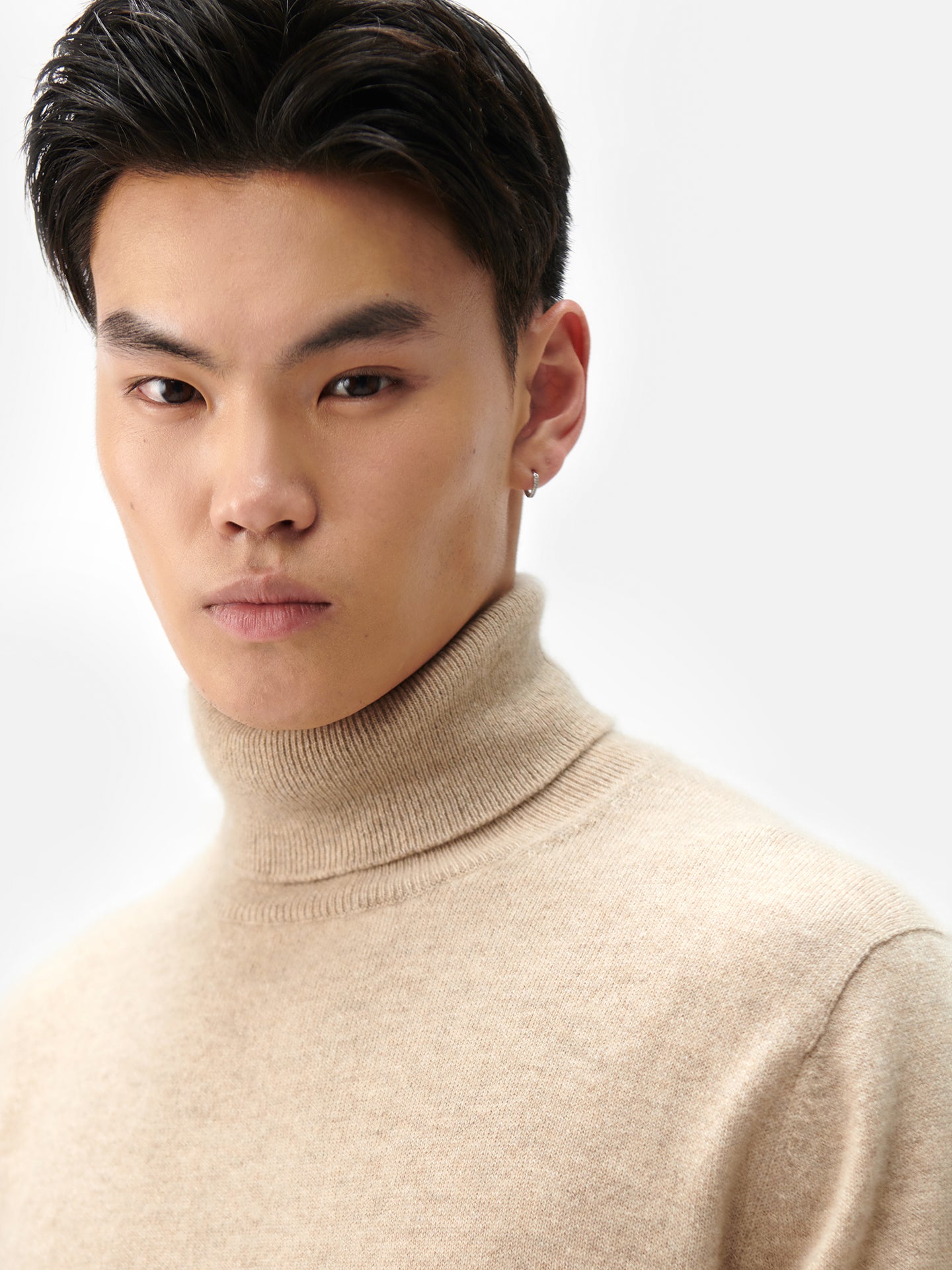 Men's Cashmere Basic Turtle Neck Sweater Warm Grey - Gobi Cashmere