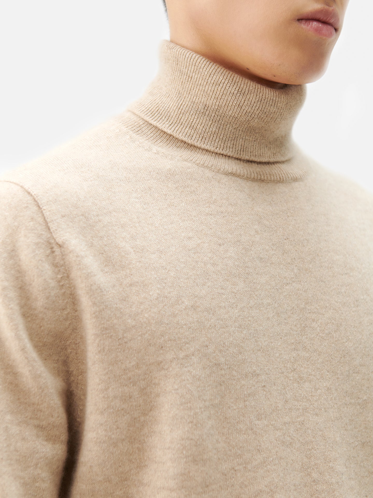 Men's Cashmere Basic Turtle Neck Sweater Warm Grey - Gobi Cashmere