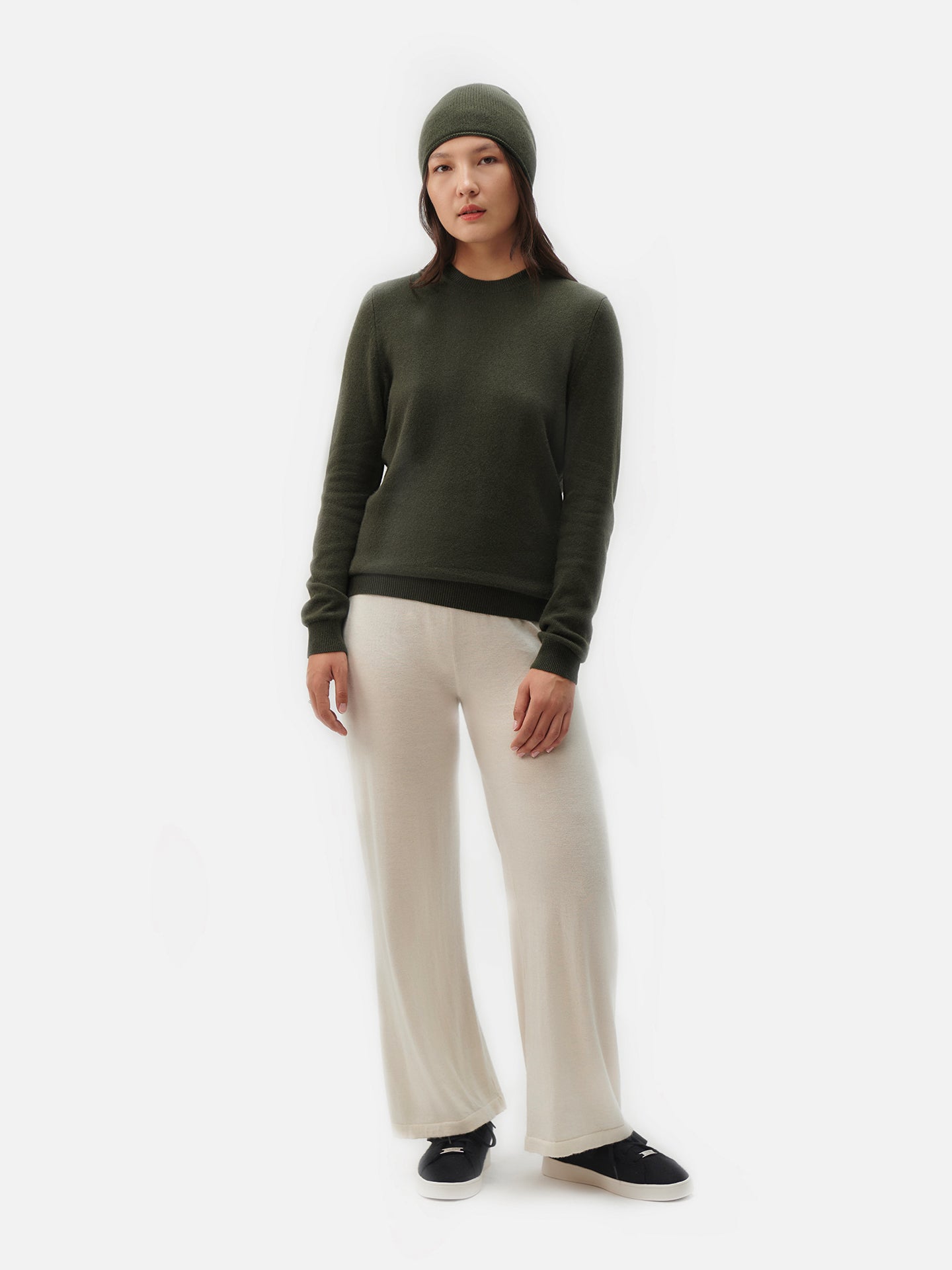 Women's Cashmere €99 Hat & Sweater Set Capulet Olive - Gobi Cashmere