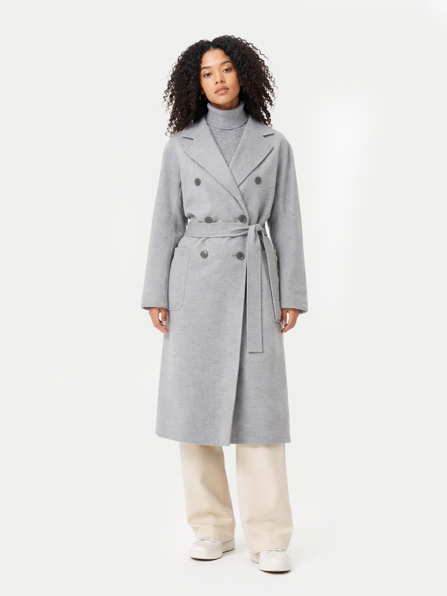 Double Cashmere Breasted Long Coat Vapor Blue - Gobi Cashmere