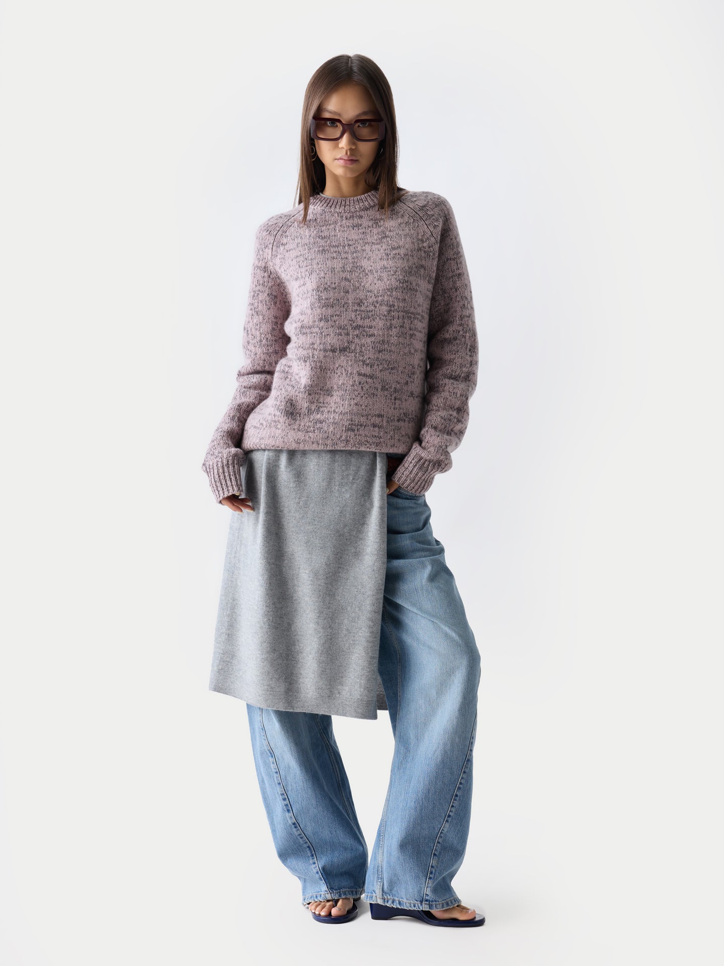 Unisex Mouline Cashmere Sweater Rosewater - Gobi Cashmere