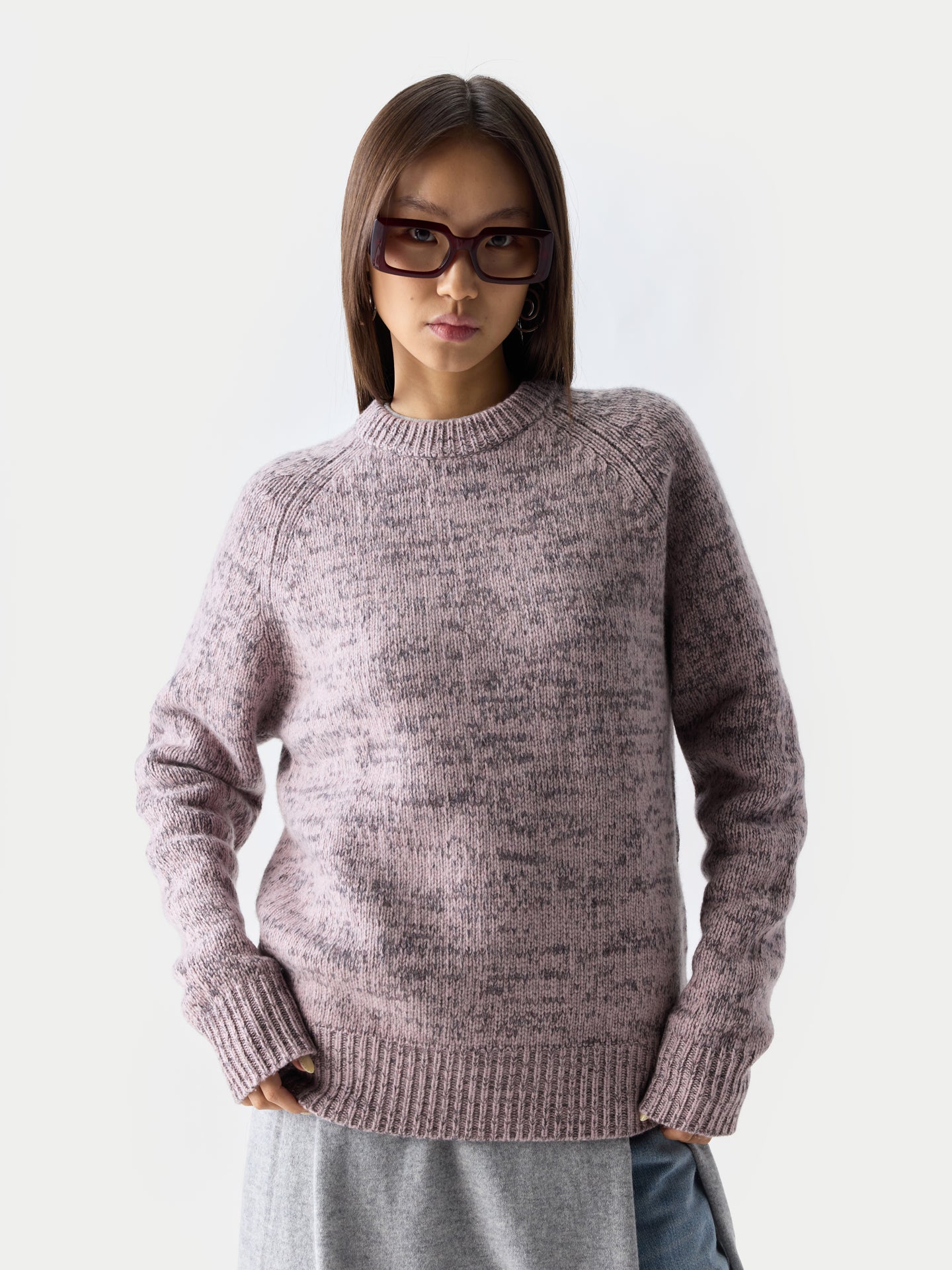 Unisex Mouline Cashmere Sweater Rosewater - Gobi Cashmere
