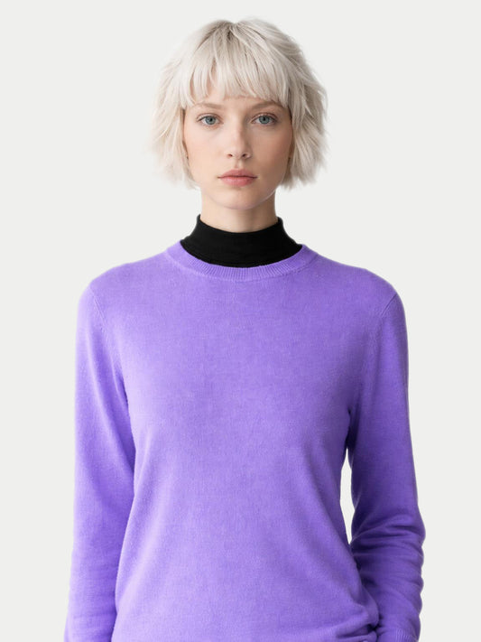 Essential Cashmere Crewneck Sweater Dusted Peri - Gobi Cashmere