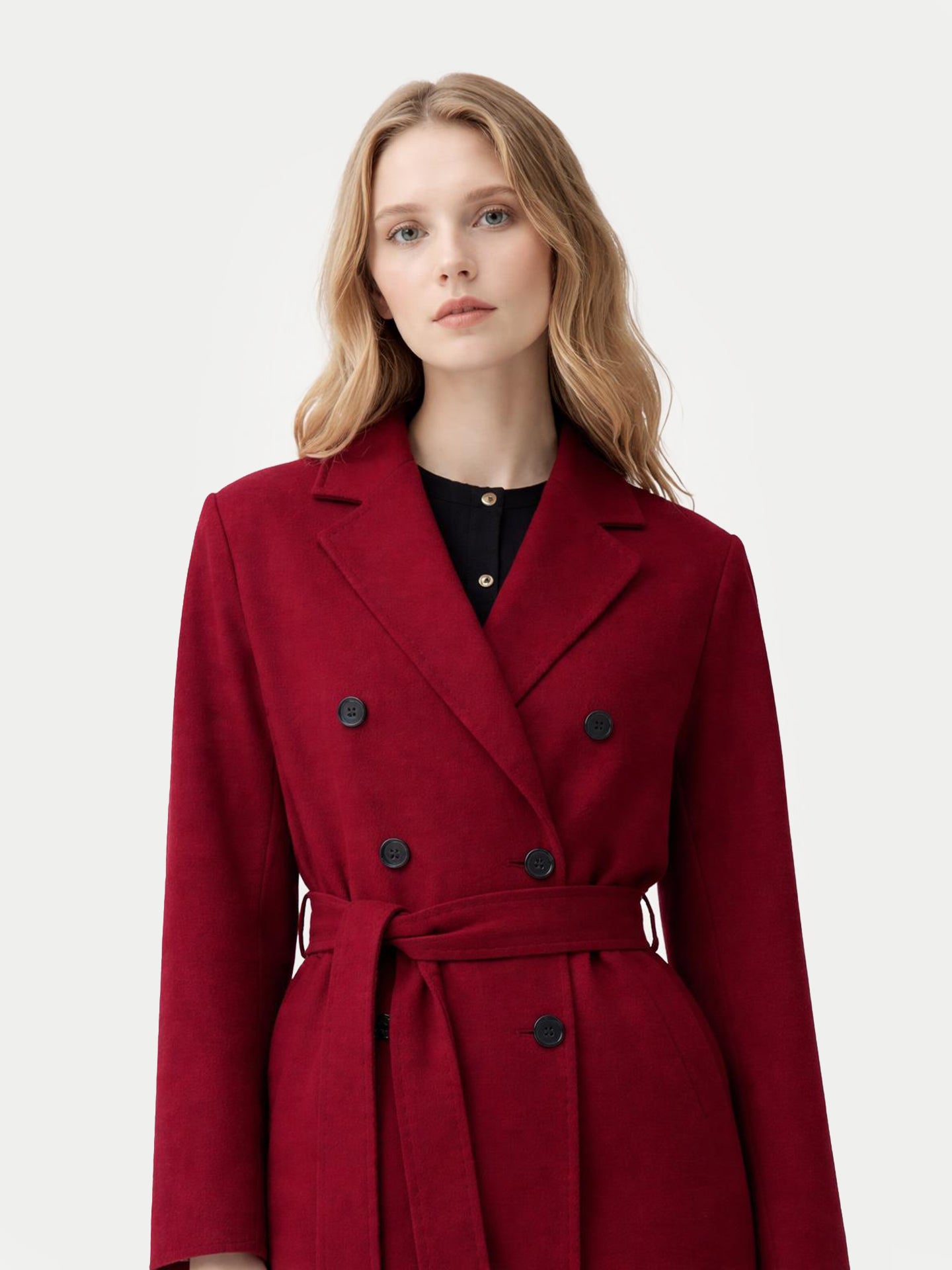 Women’s Double-Breasted Cashmere Coat Bordeaux - Gobi Cashmere