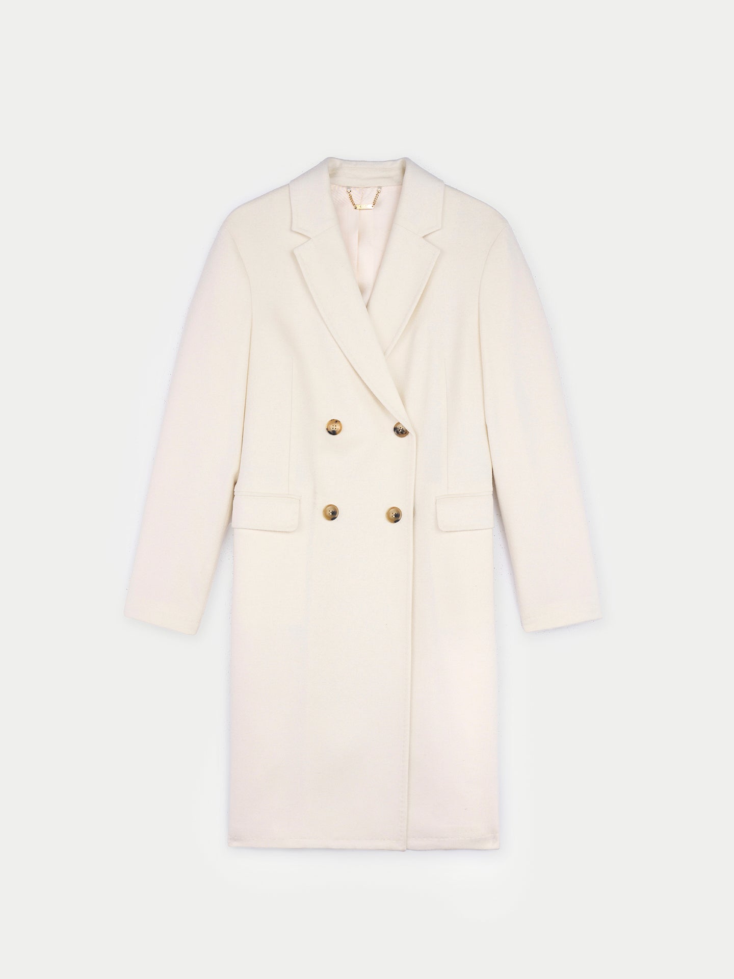 Women's Notch Lapel Midi-Length Cashmere Coat White - Gobi Cashmere