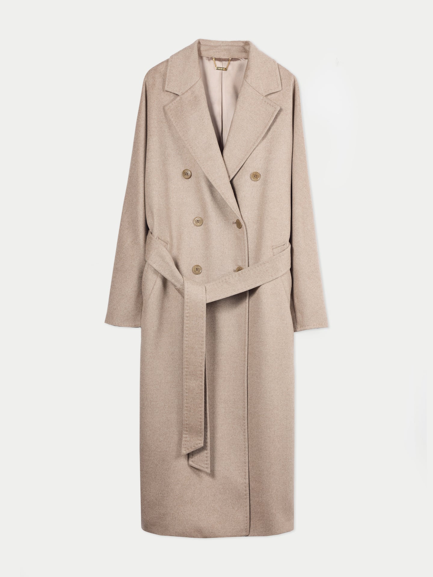Women’s Double-Breasted Cashmere Coat Taupe - Gobi Cashmere