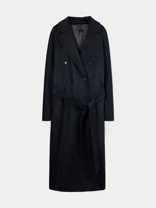 Women’s Double-Breasted Cashmere Coat Black - Gobi Cashmere