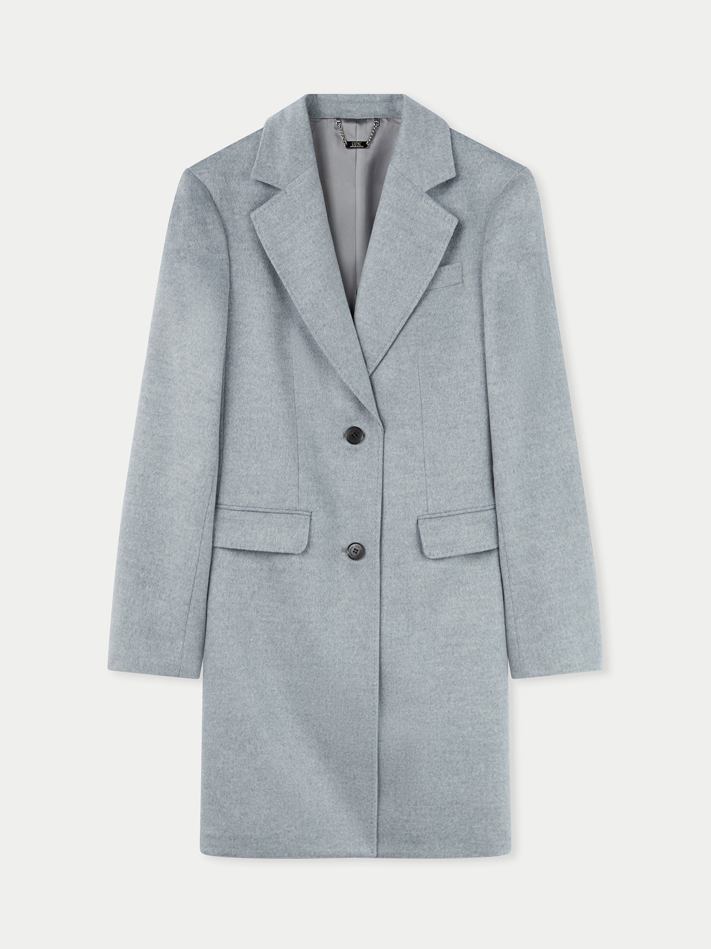 Women's Cashmere Coat with Notched Lapel Vapor Blue - Gobi Cashmere