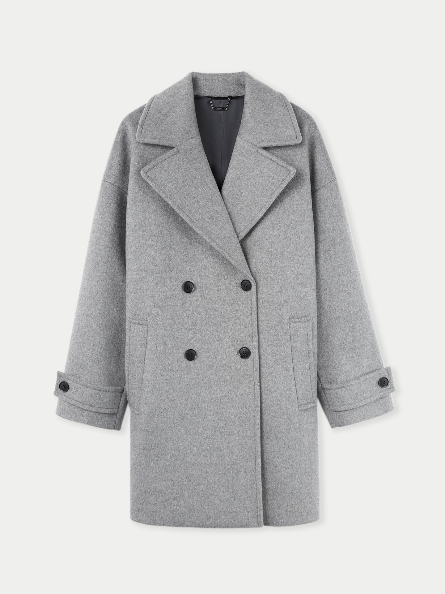 Women's Cashmere Double-Breasted Cashmere Peacoat Dim Gray - Gobi Cashmere