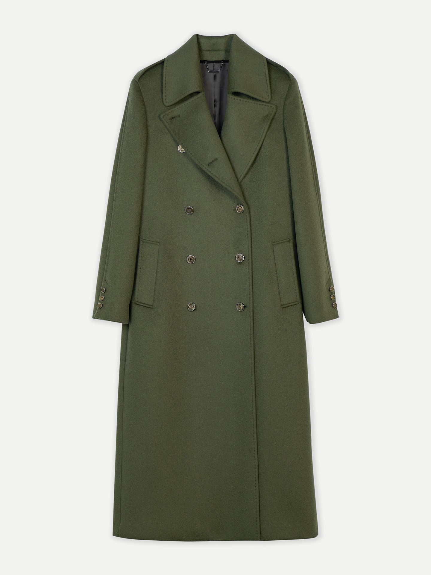 Women's Double-Breasted Cashmere Coat Capulet Olive - Gobi Cashmere