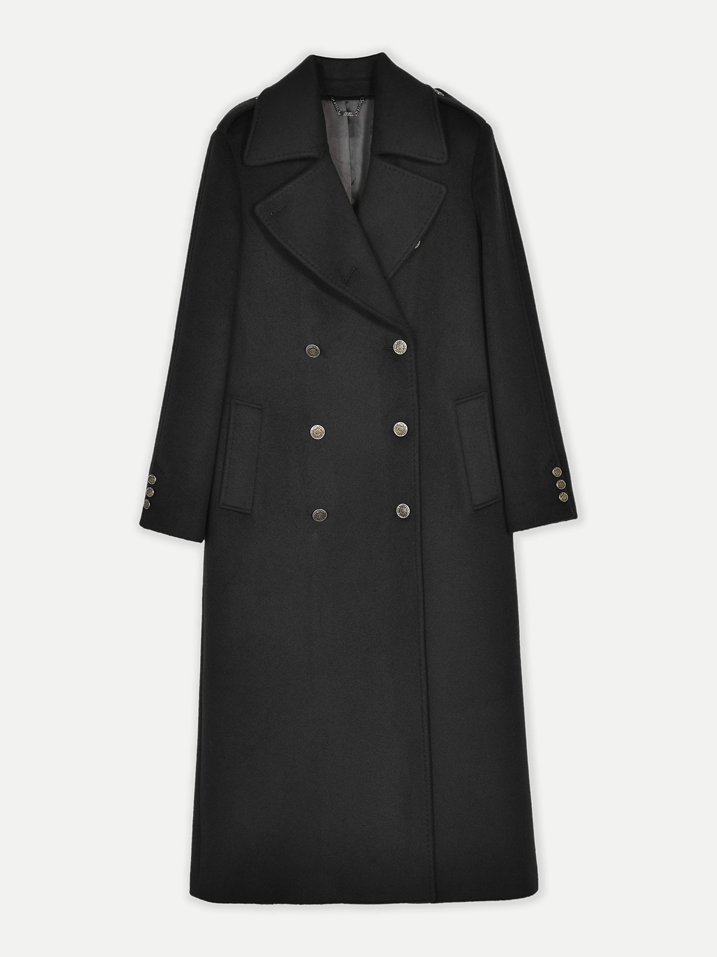 Women's Double-Breasted Cashmere Coat Black - Gobi Cashmere