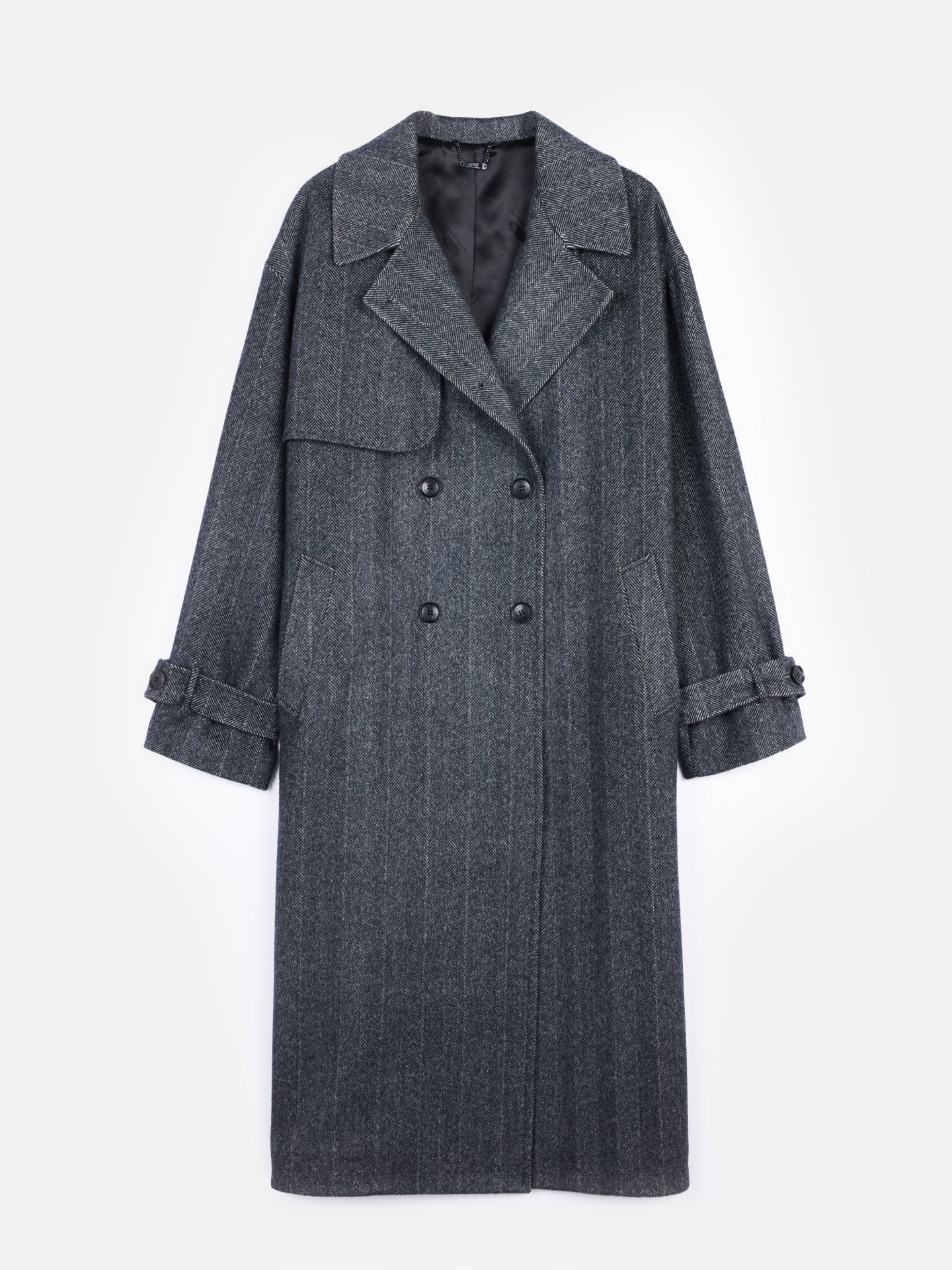 Women's Cashmere Double Breasted Coat Black - Gobi Cashmere