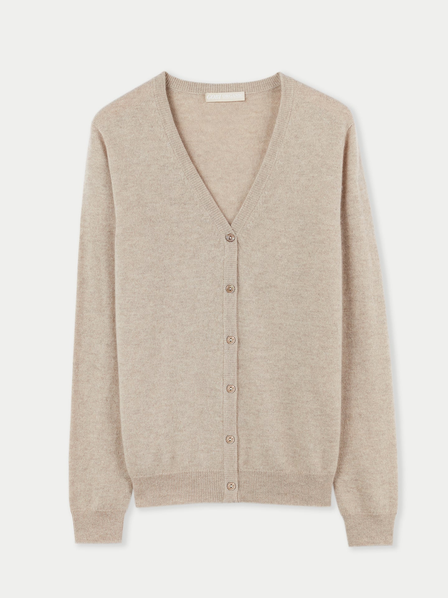 Women's Cashmere V-neck Button Cardigan Warm Grey - Gobi Cashmere