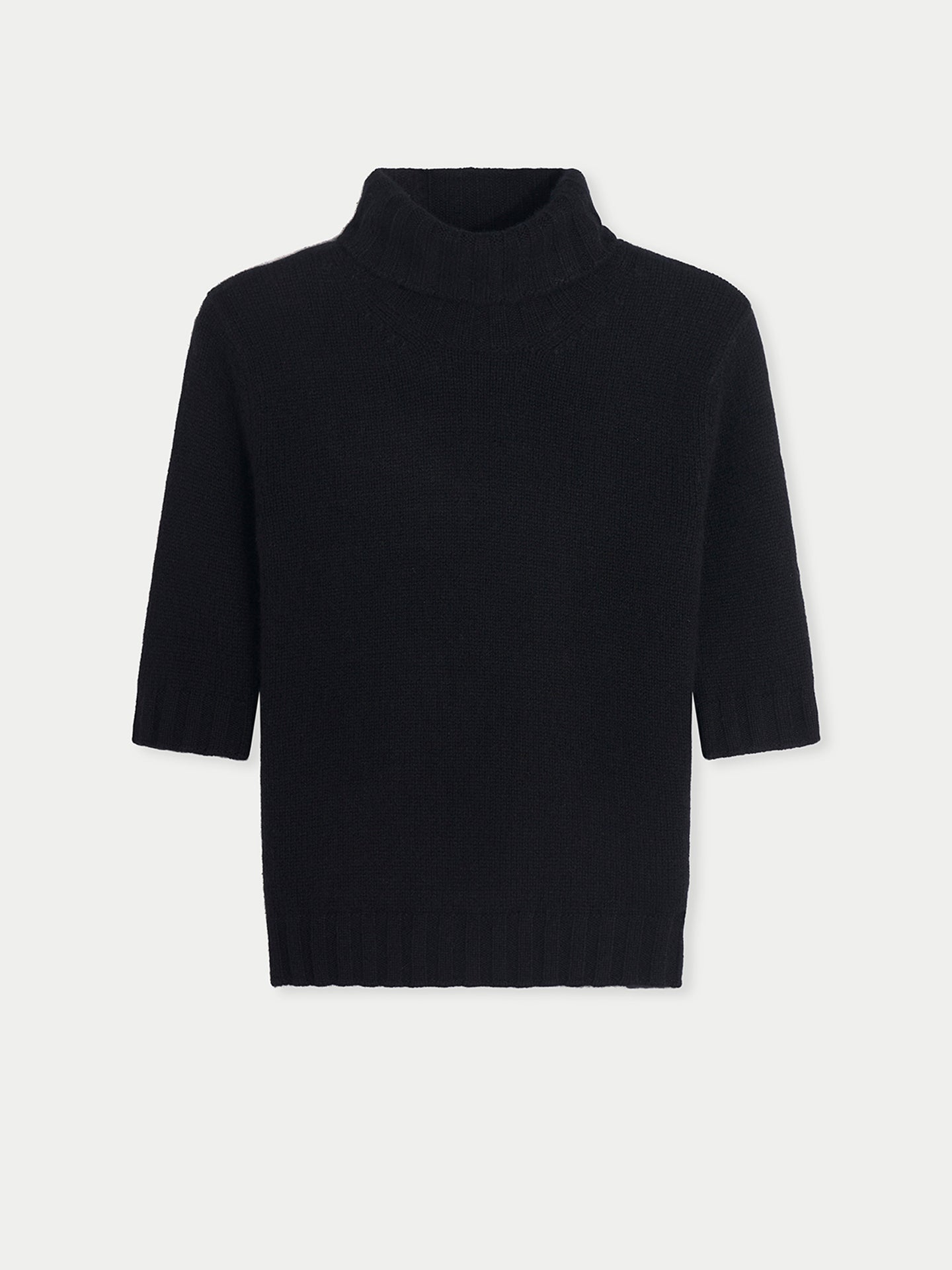 Women's Jersey Knitted Cashmere Top Black - Gobi Cashmere