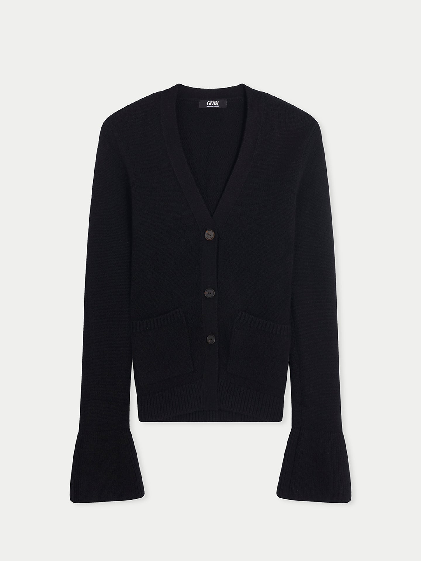 Women's Buttoned Cashmere V-Neck Cardigan Black - Gobi Cashmere