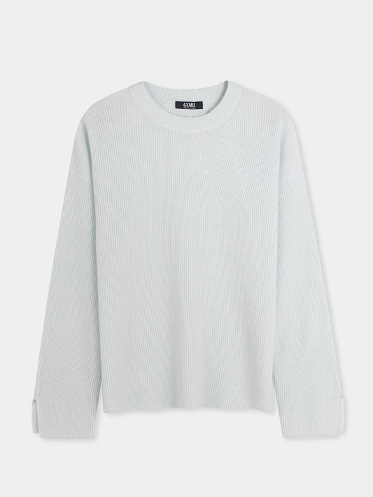 Women's Split-Sleeve Cashmere Sweater Milky Green- Gobi Cashmere