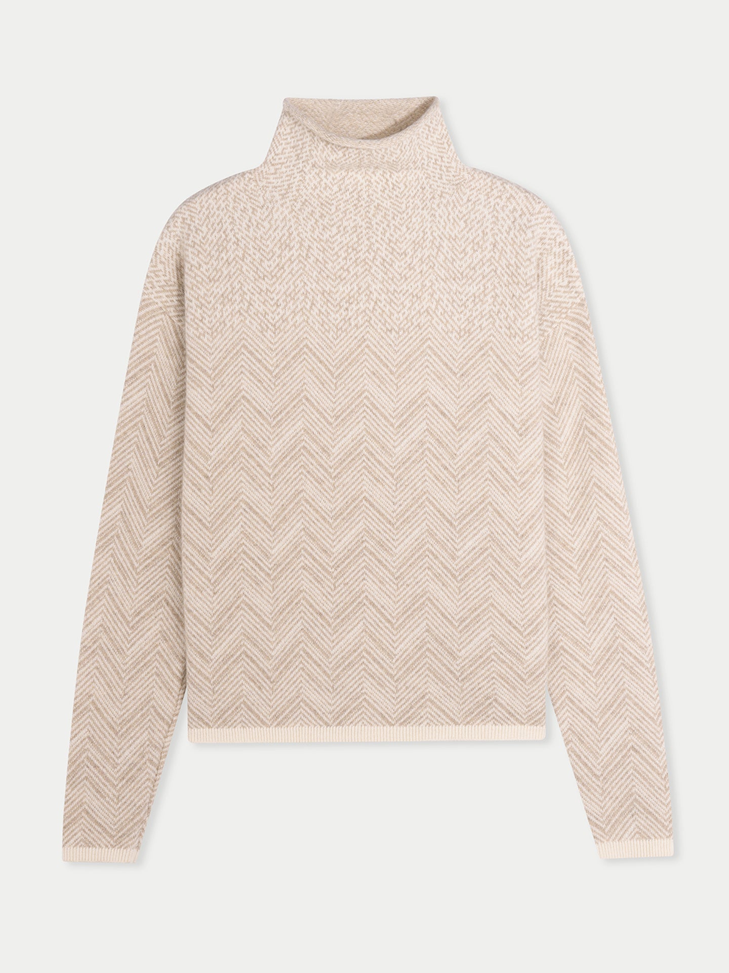 Women's Jacquard Knitted Cashmere Sweater Coconut Milk - Gobi Cashmere