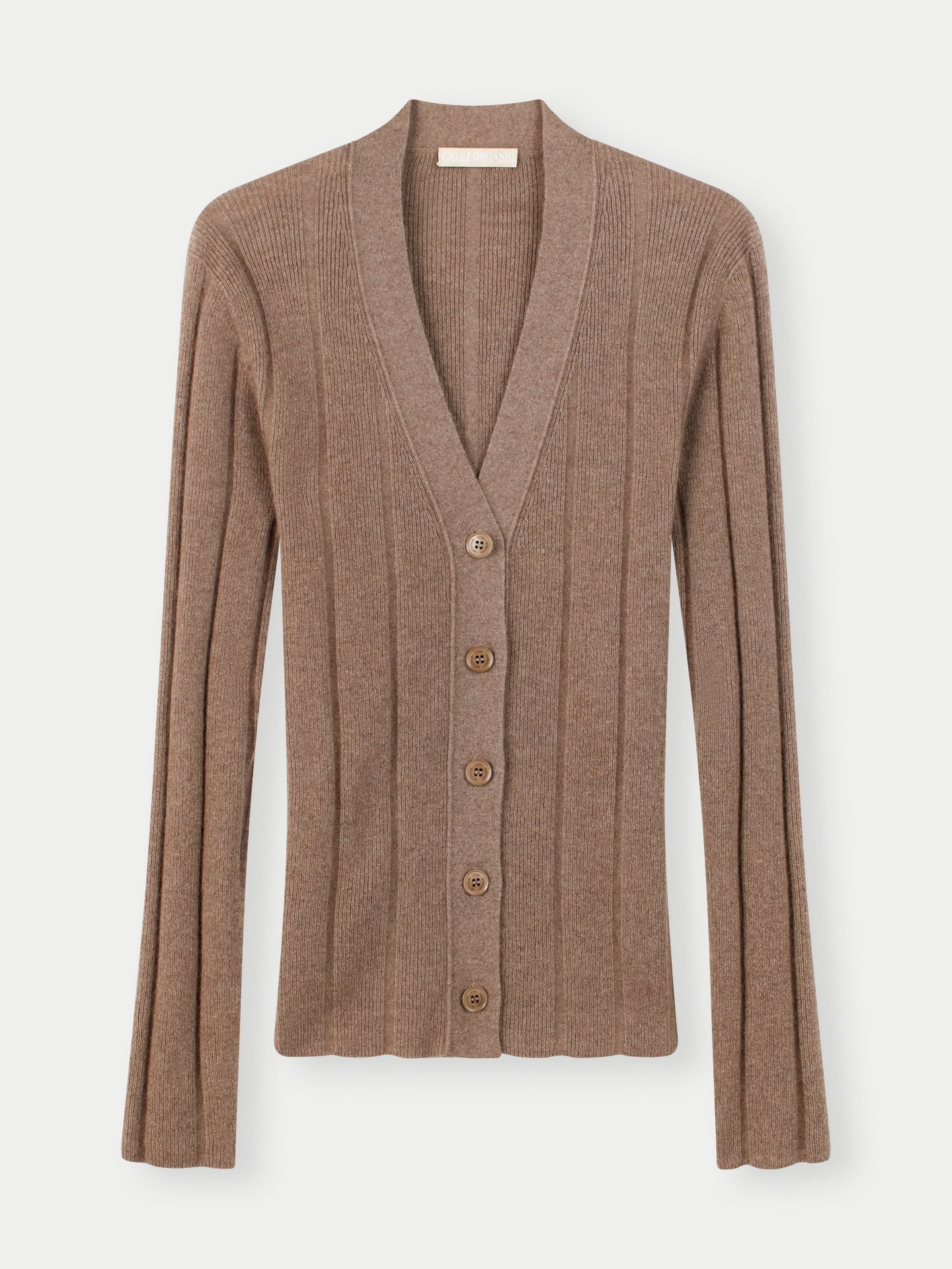 Women's Organic Button-Up Cashmere Cardigan Taupe - Gobi Cashmere