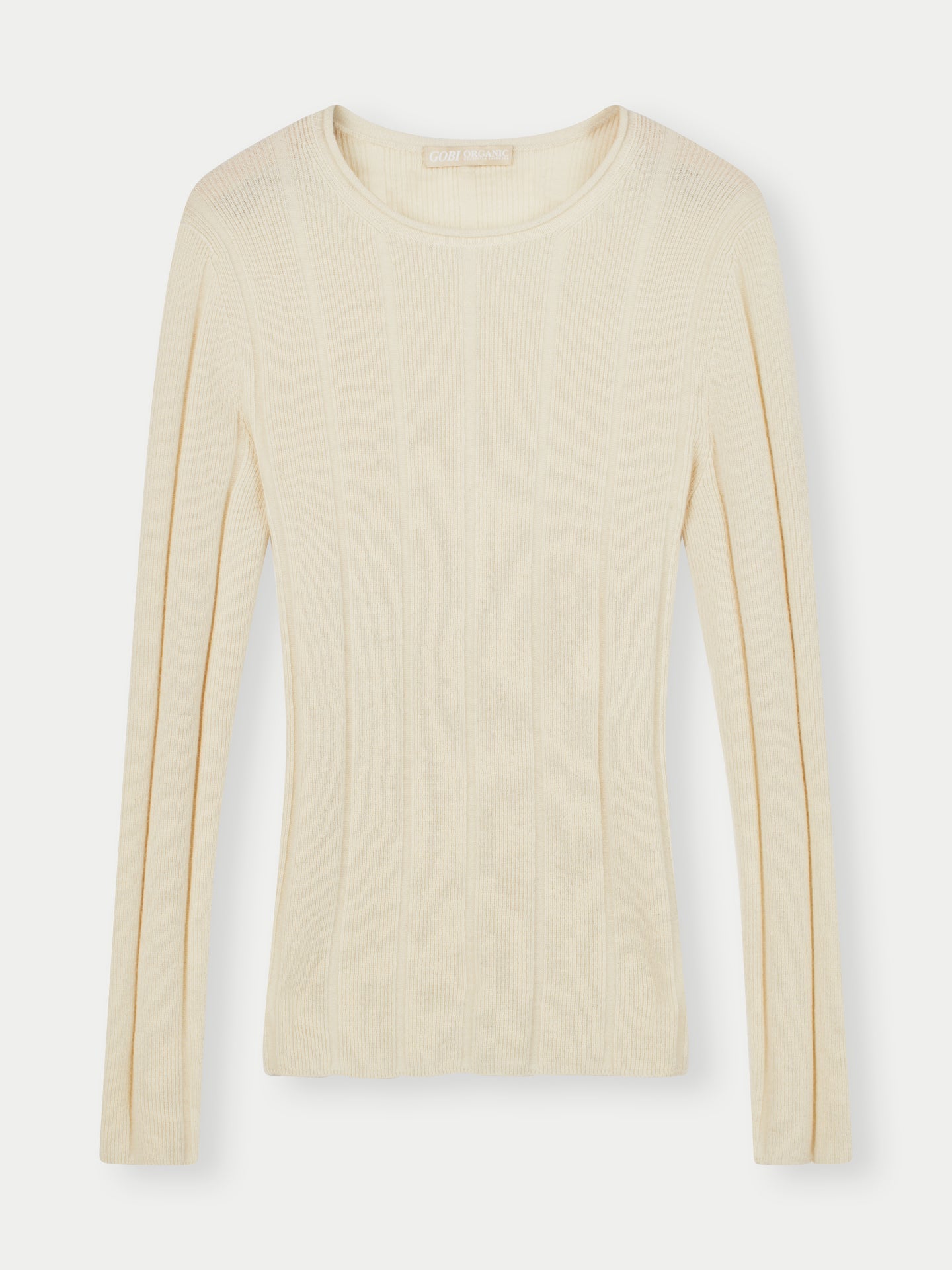 Women's Organic C-Neck Cashmere Sweater White - Gobi Cashmere