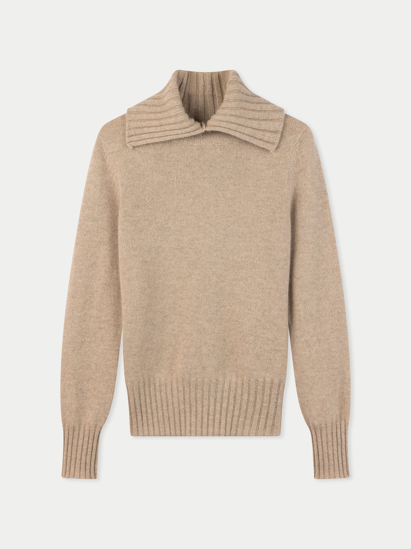 Fold-Over Turtleneck Cashmere Sweater