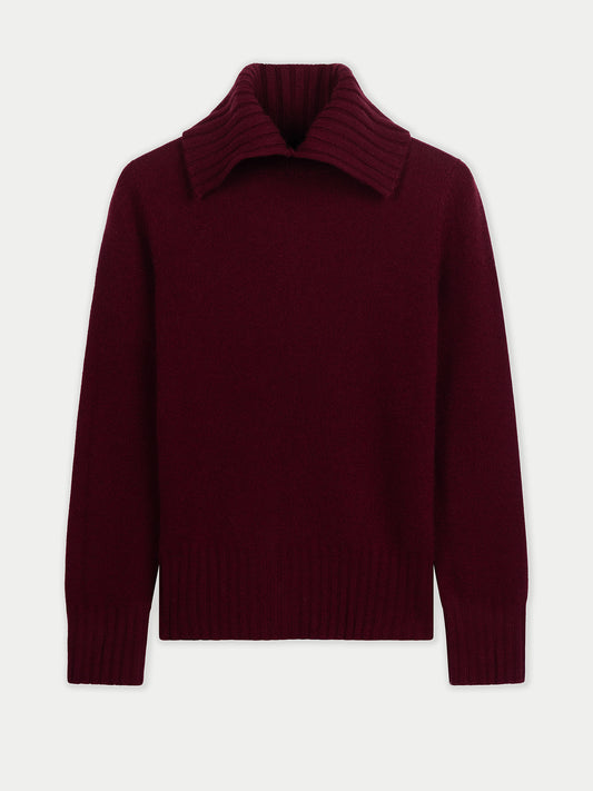 Fold-Over Turtleneck Cashmere Sweater