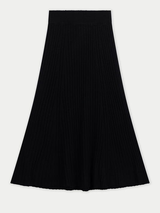 Calf-Length Cashmere Skirt Black - Gobi Cashmere