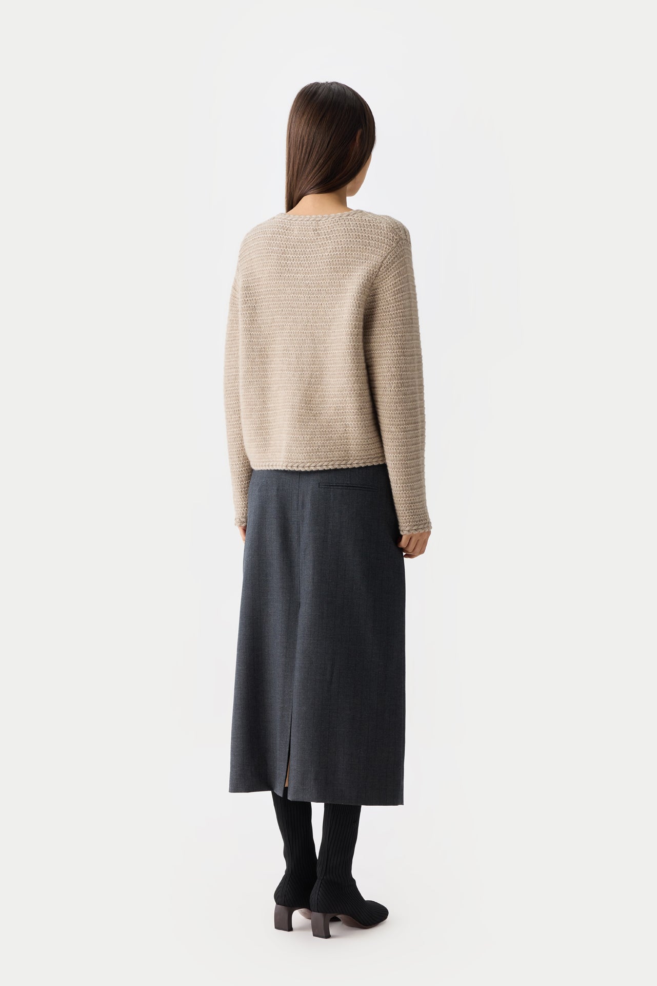 Organic Colour Textured Knit Cashmere Jacket-Style Cardigan