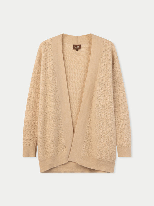 Beige cardigan on a light gray background