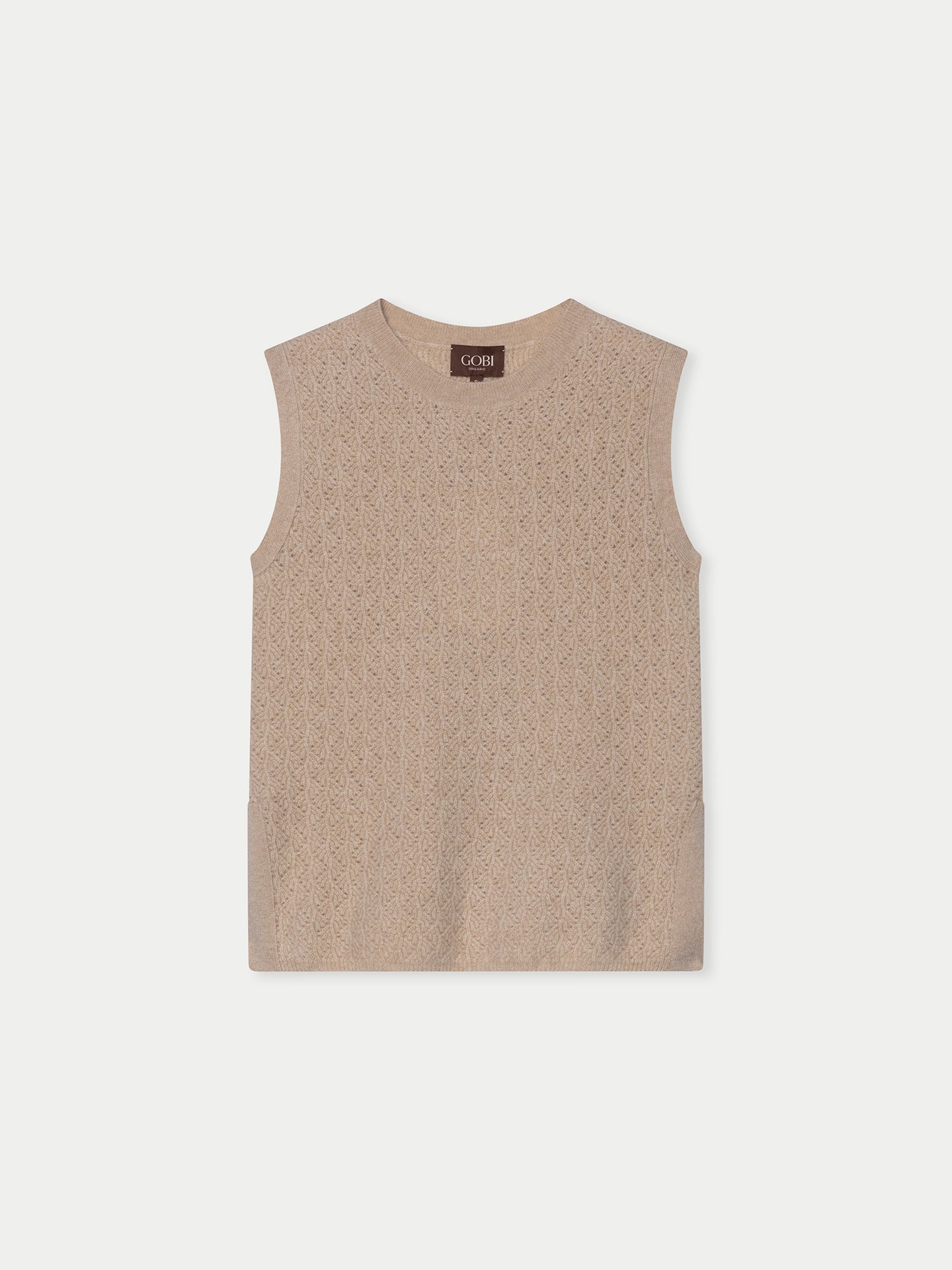 Organic Colour  Ajour Knit Crewneck Cashmere Vest